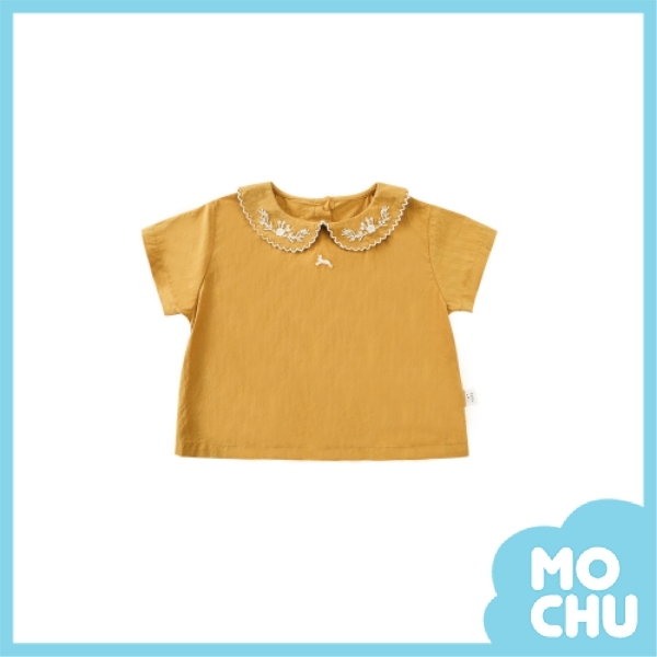 繡花娃娃領短袖上衣(兩色)