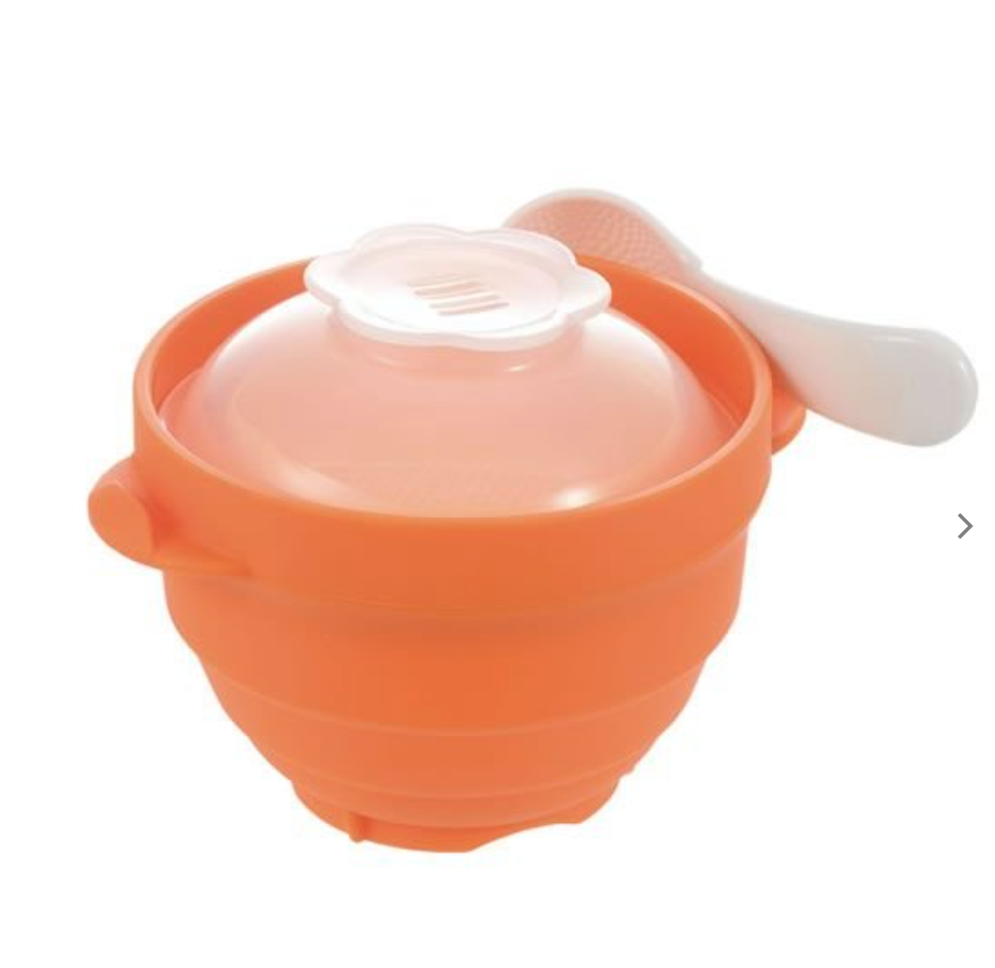 日本RICHELL利其爾 離乳食矽膠烹調器 ( 連匙 ) - 可煮粥、蒸魚肉菜、入微波爐