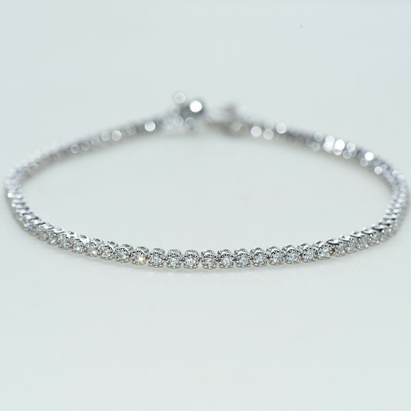 18K Vintage 1.5mm 1ct Diamond Tennis Bracelet