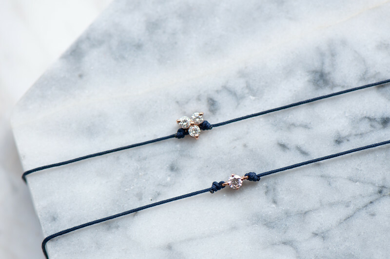 18K 3 leaf clover diamond string