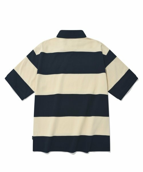 COVERNAT 橄欖球條紋 短袖 海軍藍