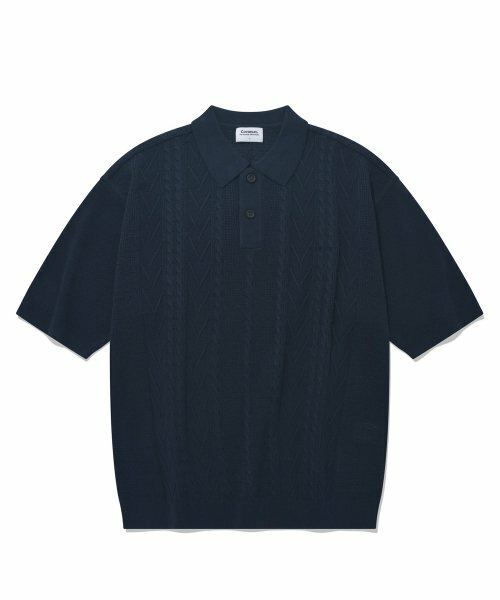 COVERNAT Cool Cable Knit Polo 短袖 海軍藍