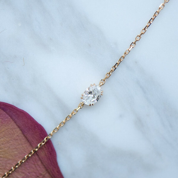 18K Solitaire Oval Diamond Bracelet