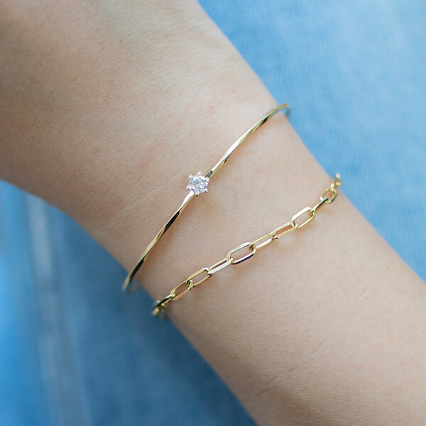 18K Twist Diamond Bangle 0.20ct