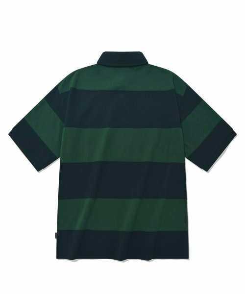 COVERNAT 橄欖球條紋 短袖 墨綠色