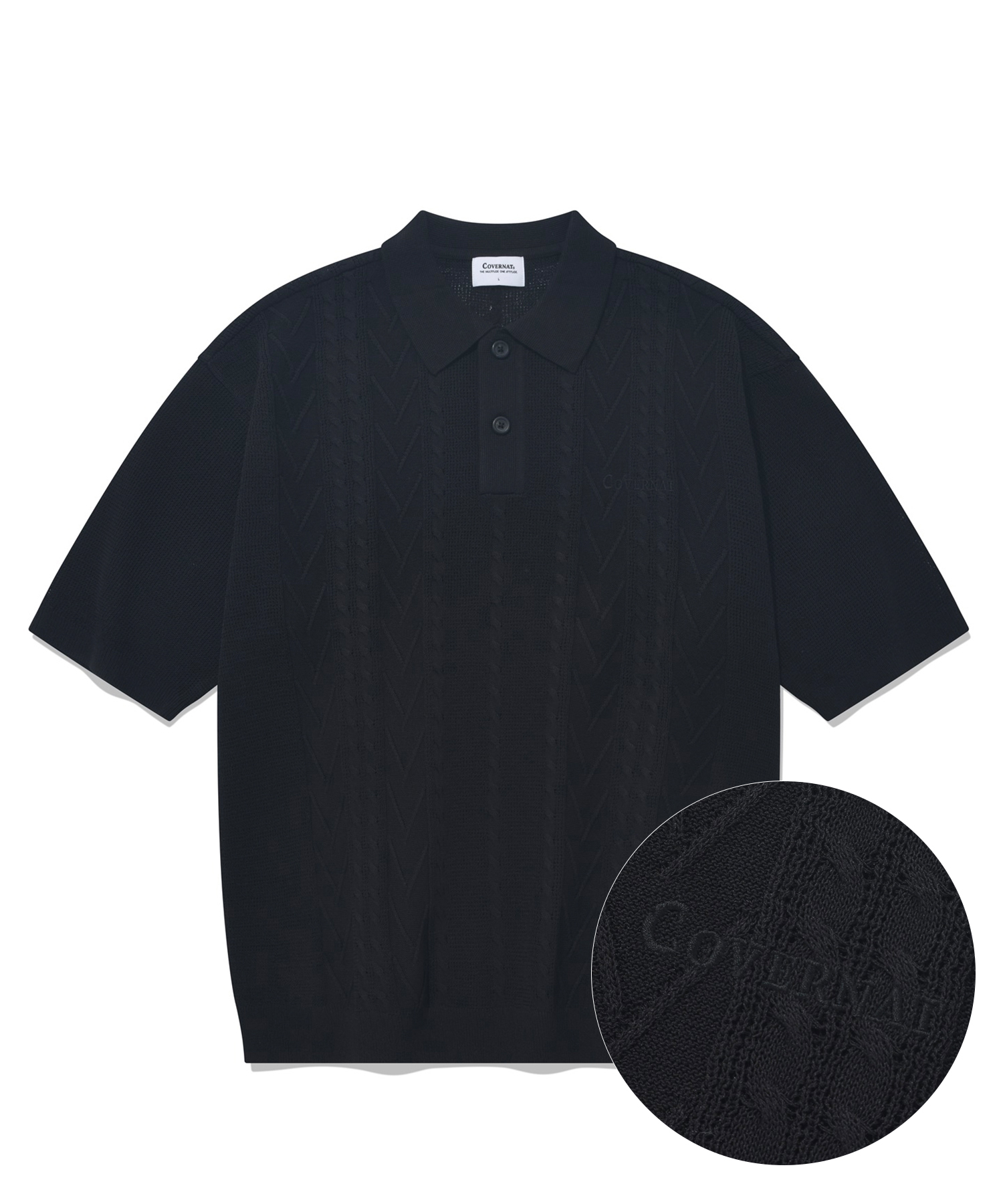 COVERNAT Cool Cable 針織 Polo 短袖 黑色