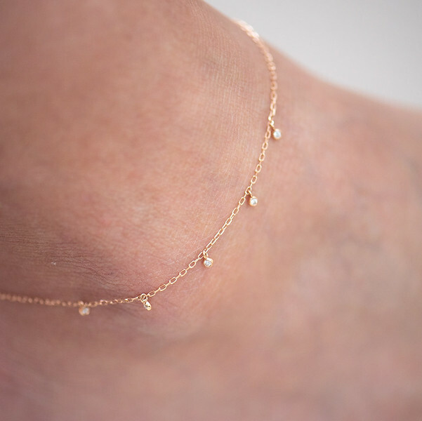 18K Bling Diamond Anklet