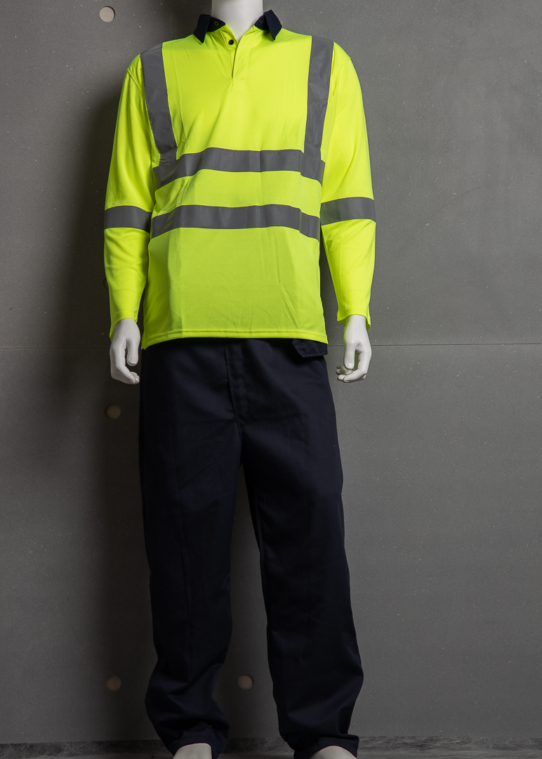 癸海 GUIHAI│反光POLO衫│螢光黃拼接深藍│螢光黃│