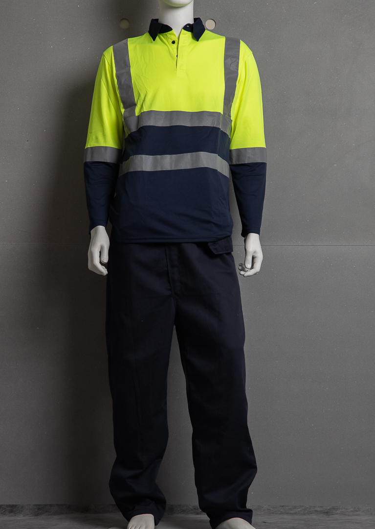 癸海 GUIHAI│反光POLO衫│螢光黃拼接深藍│螢光黃│