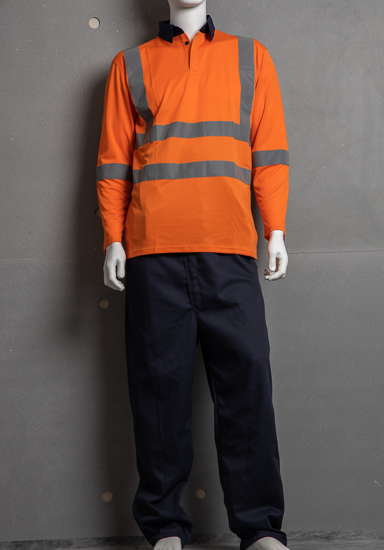 癸海 GUIHAI│反光POLO衫│橘拼接深藍│全橘│