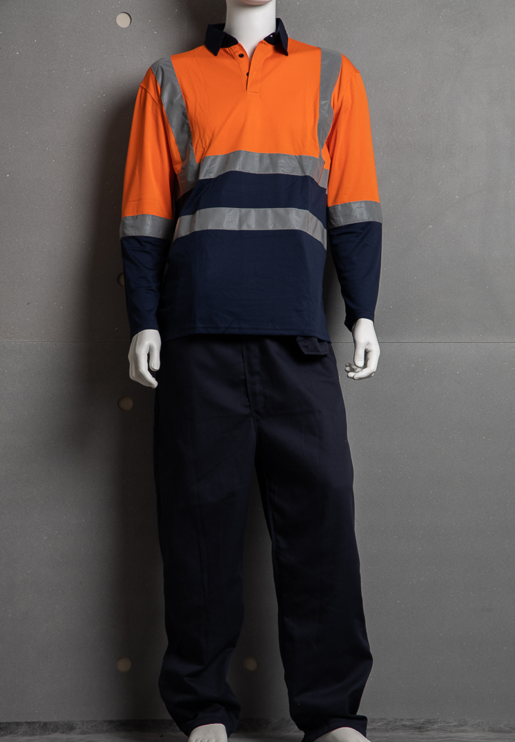 癸海 GUIHAI│反光POLO衫│橘拼接深藍│全橘│