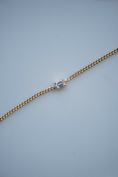 18K Cuba Mini Emerald Solid Gold Diamond Bracelet