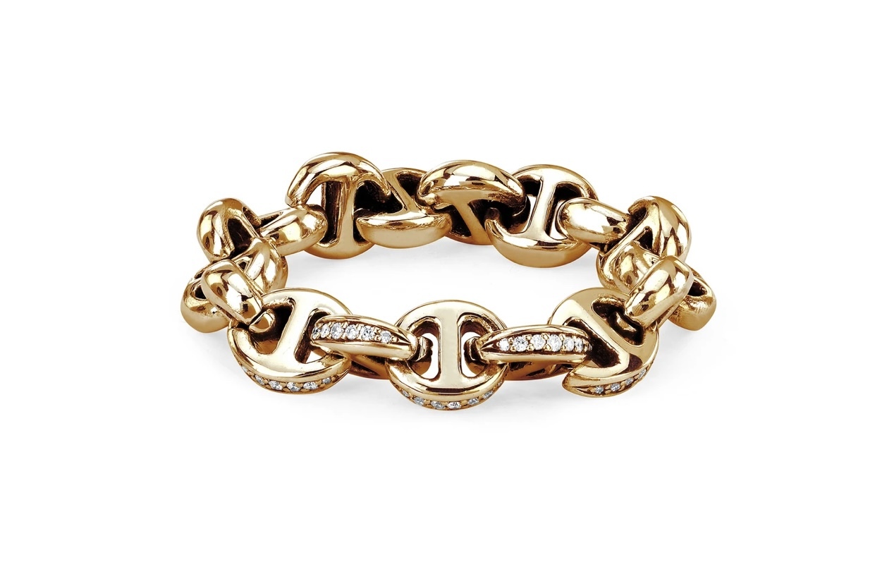 5MM OPEN-LINK 18K RING WITH DIAMONDS