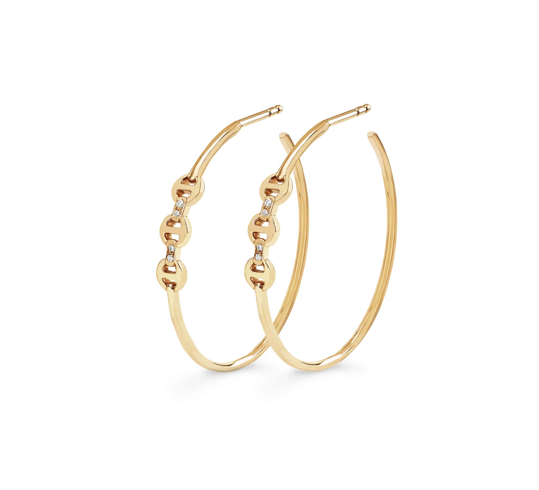 MINI HOOP WITH DIAMOND BRIDGES (Single stud)