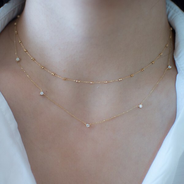 18K Gypsophila Diamond Necklace (5 diamonds)