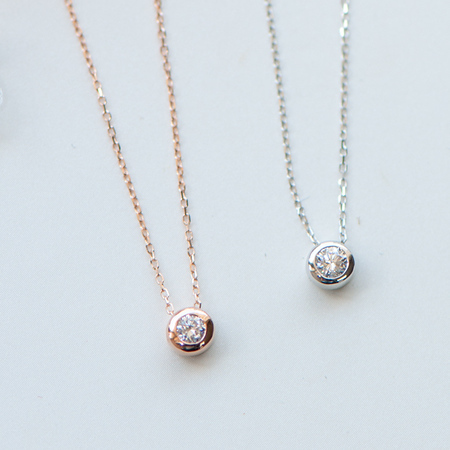 18K Bubble 0.10ct Diamond Necklace