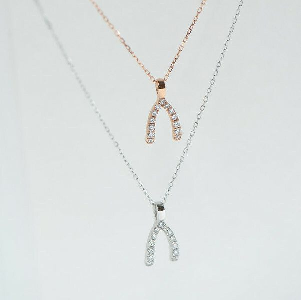 18K Wishbone Diamond Necklace