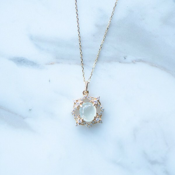 18K Vincio White Jade Diamond Necklace