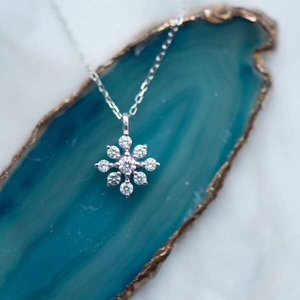 18K Snowflake Diamond Necklace