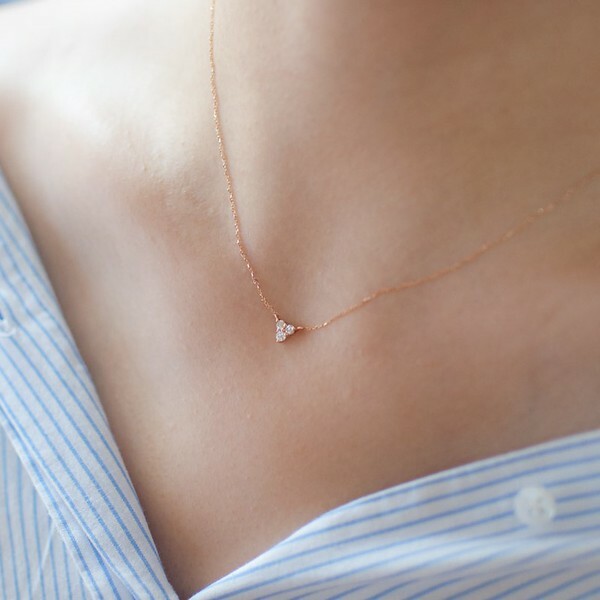 18K 3 Leaf Clover Diamond Necklace