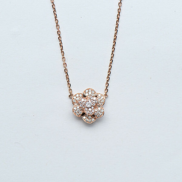 18K Rose Diamond Necklace