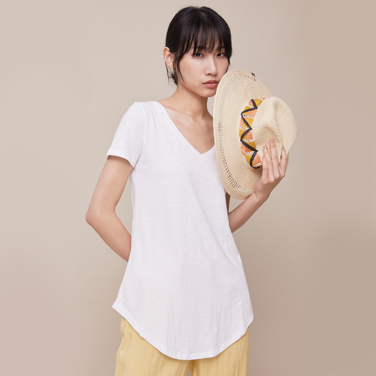 Street Jazz V領長版短袖