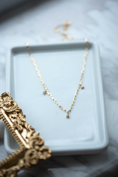 18K Mini Block Chain Diamond Necklace