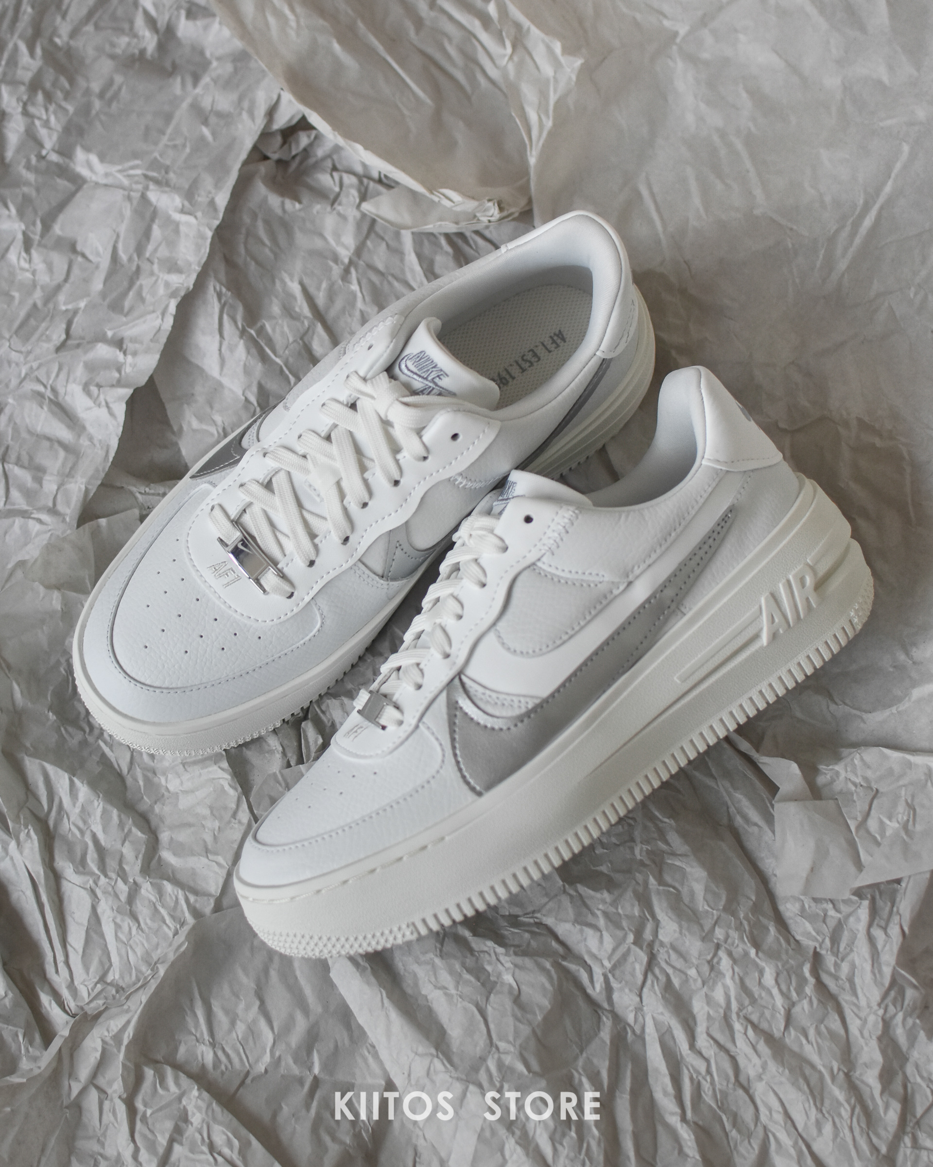 NIKE Air Force 1  PLT.AF.ORM 厚底 白銀