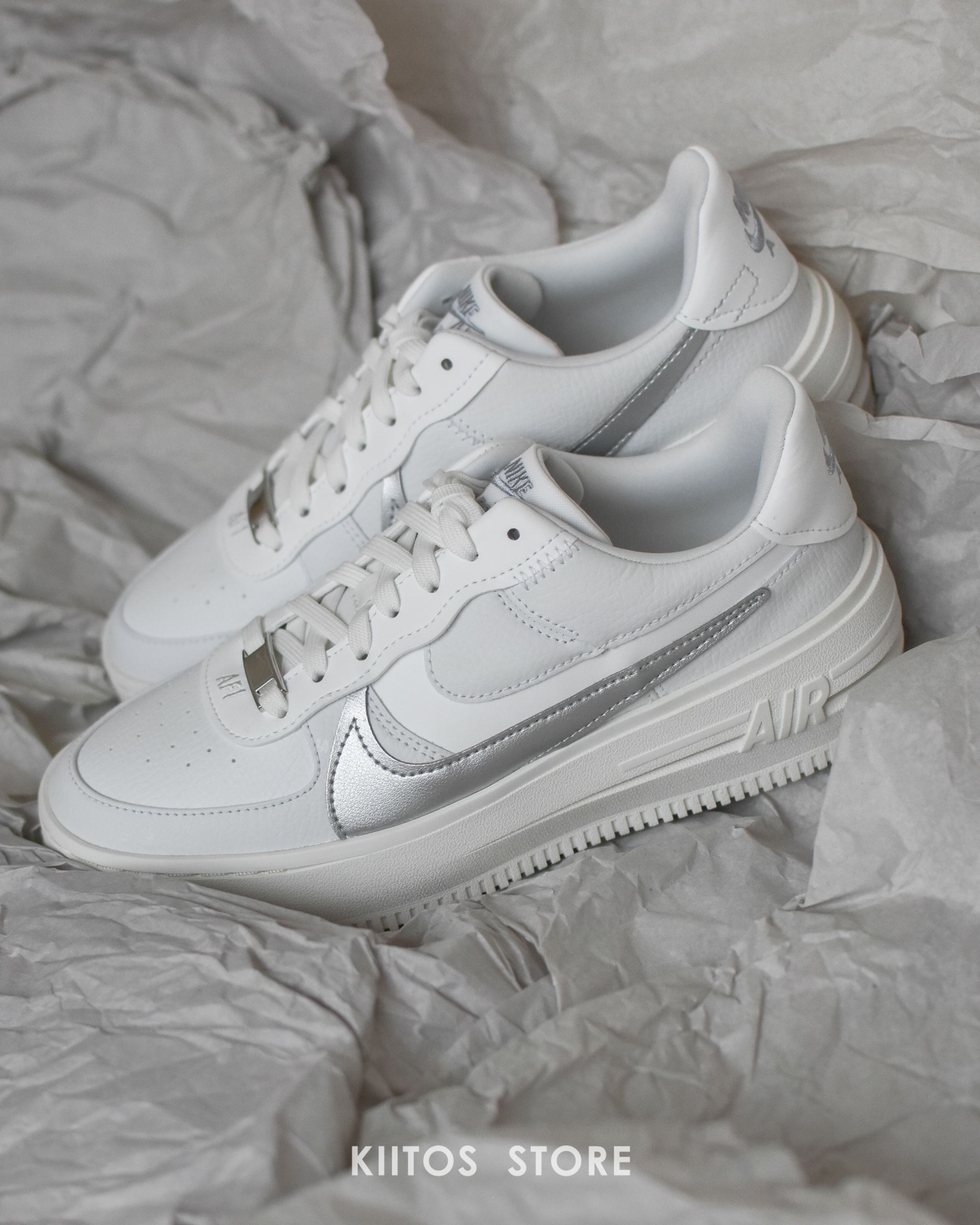 NIKE Air Force 1  PLT.AF.ORM 厚底 白銀