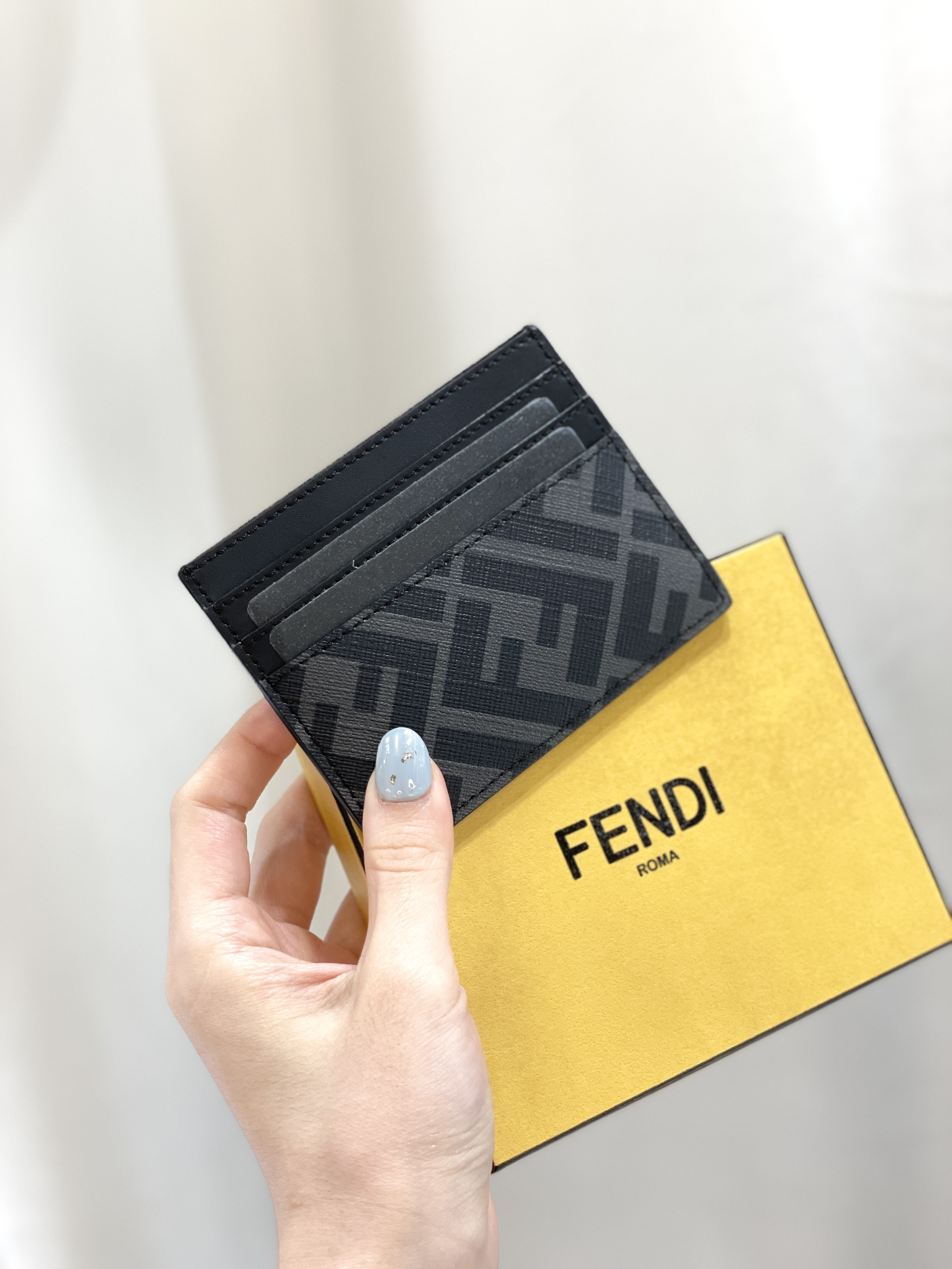 FENDI Grey Fabric Cardholder