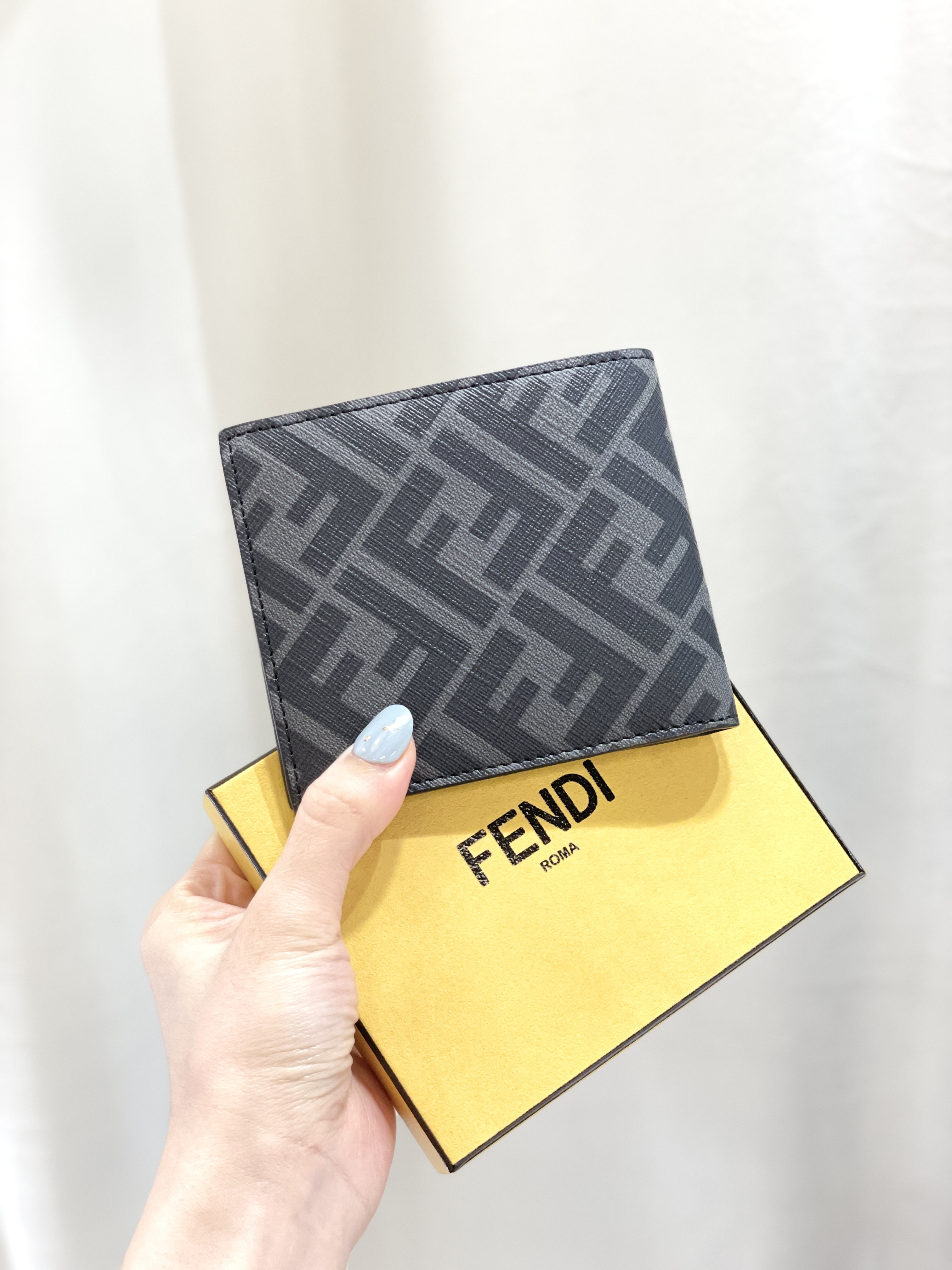 FENDI Grey Fabric B-fold Wallet