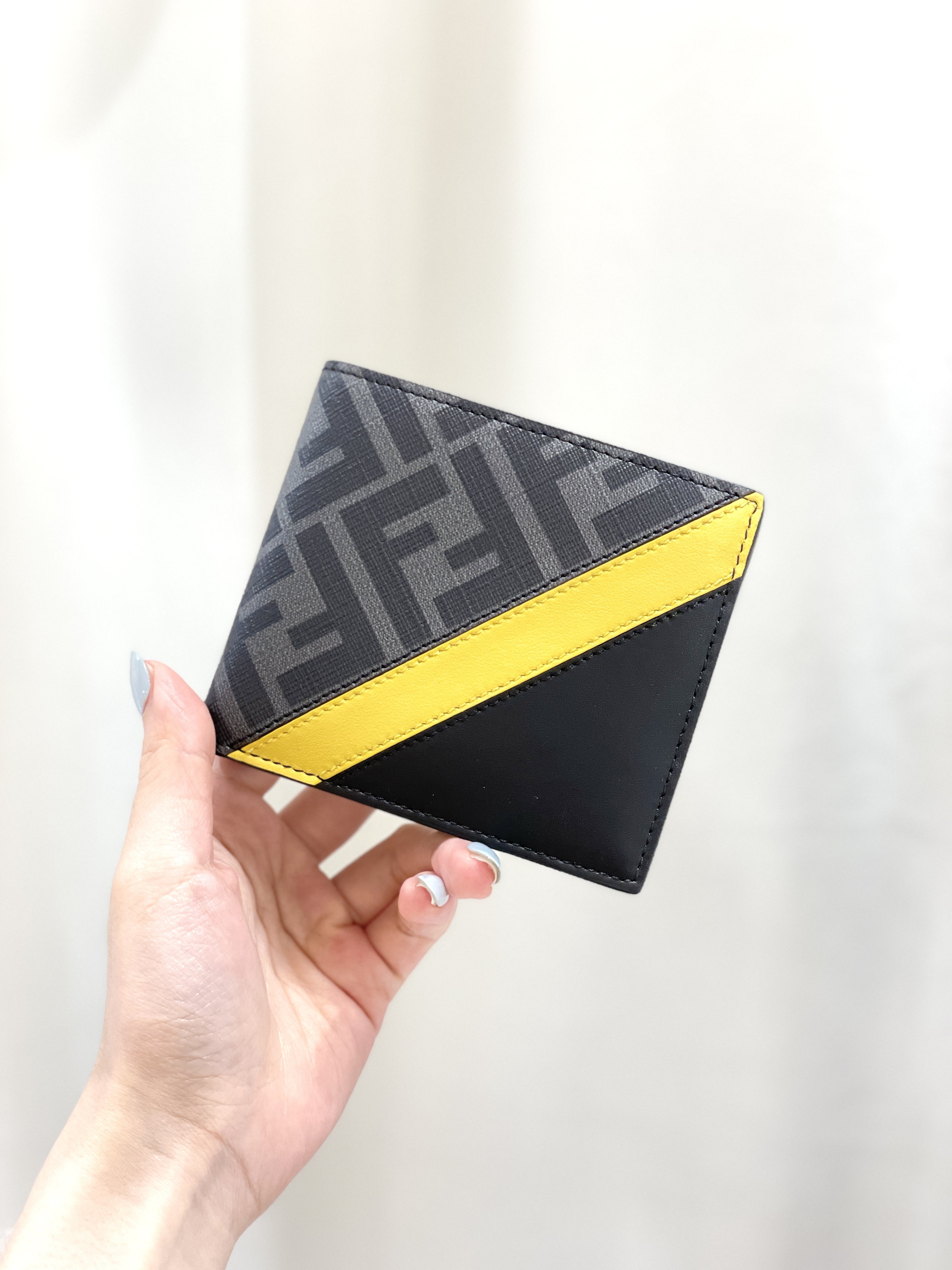 FENDI Grey Fabric B-fold Wallet