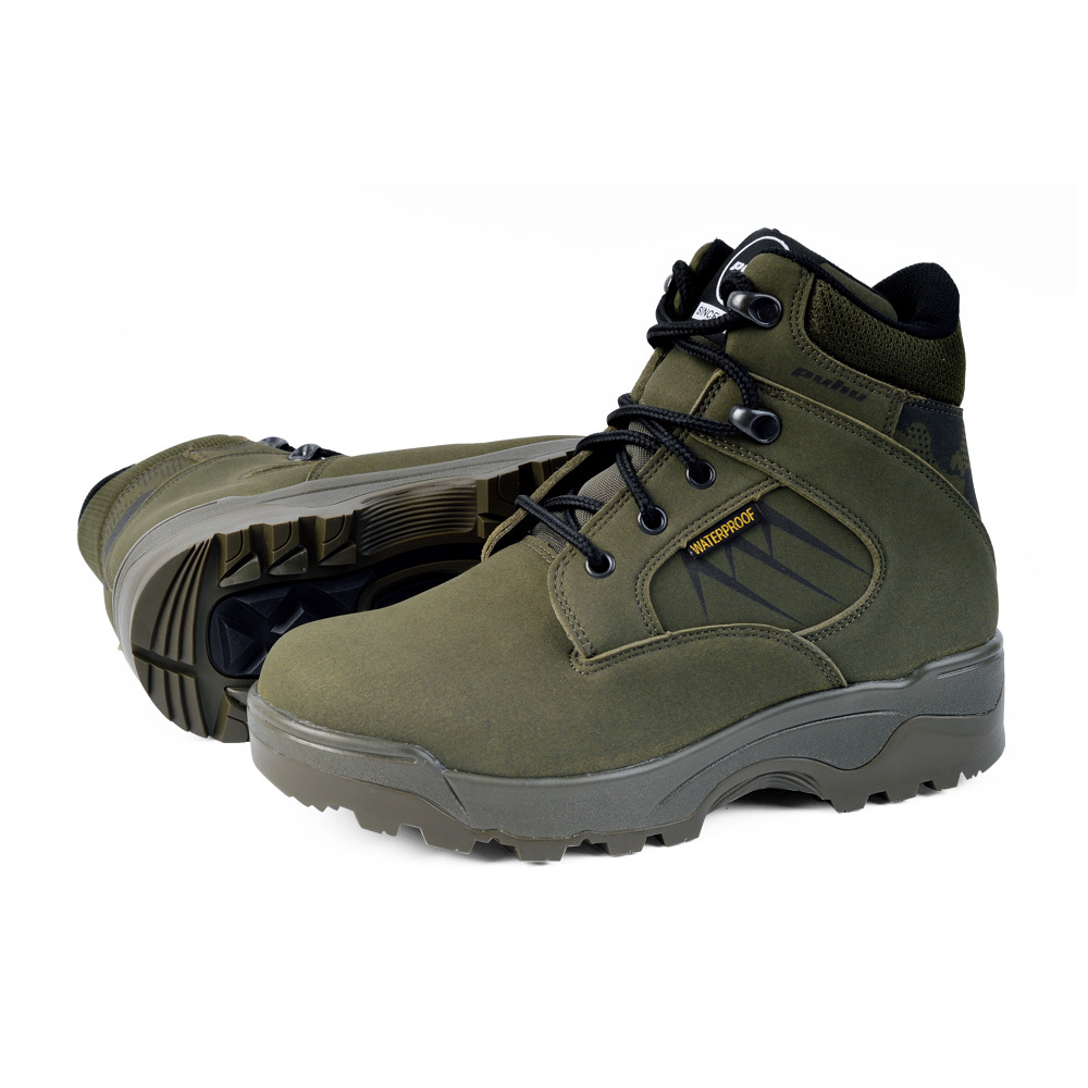 100%MIT台灣製造軍規防水登山鞋-二代輕量動能防水登山靴-男款墨綠色