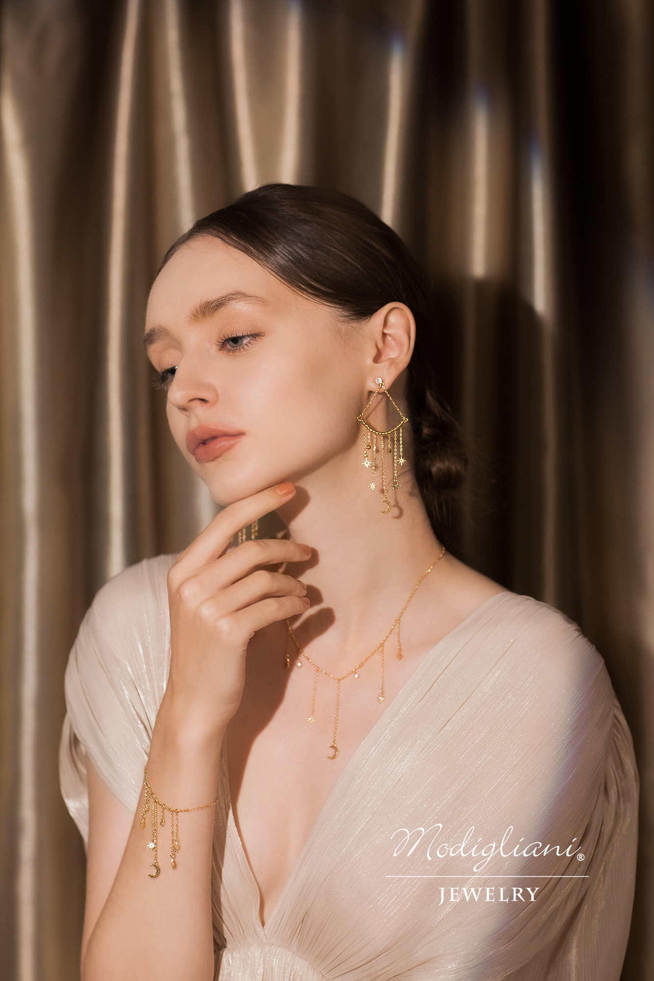 黃銅飾品,黃銅,氣質,仙女,手鍊,星芒,18K金,月亮,流蘇,鋯石