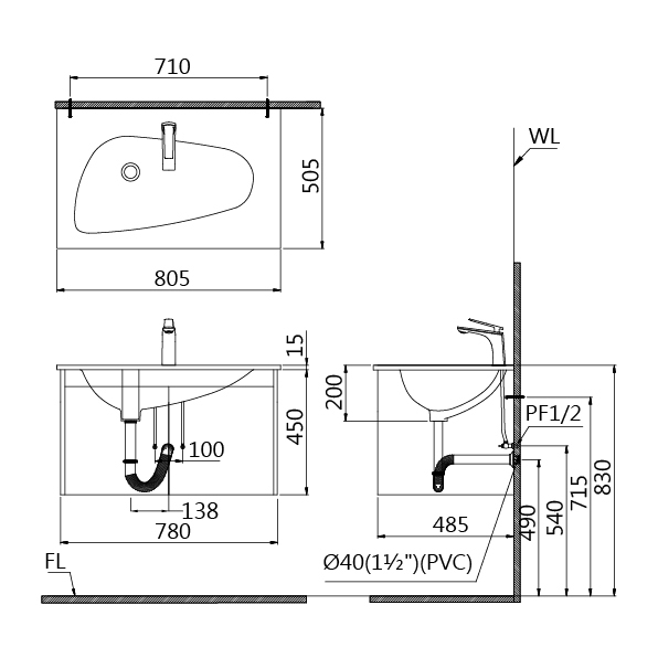 凱撒 面盆浴櫃組推薦型號 LF5036B (LF5036,EH05036AD/B820C)