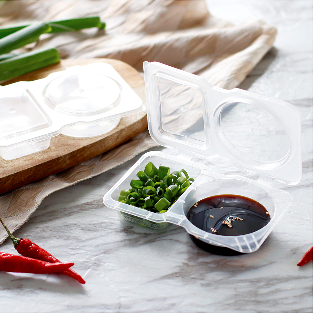 雙格連體醬料杯 方圓 6oz