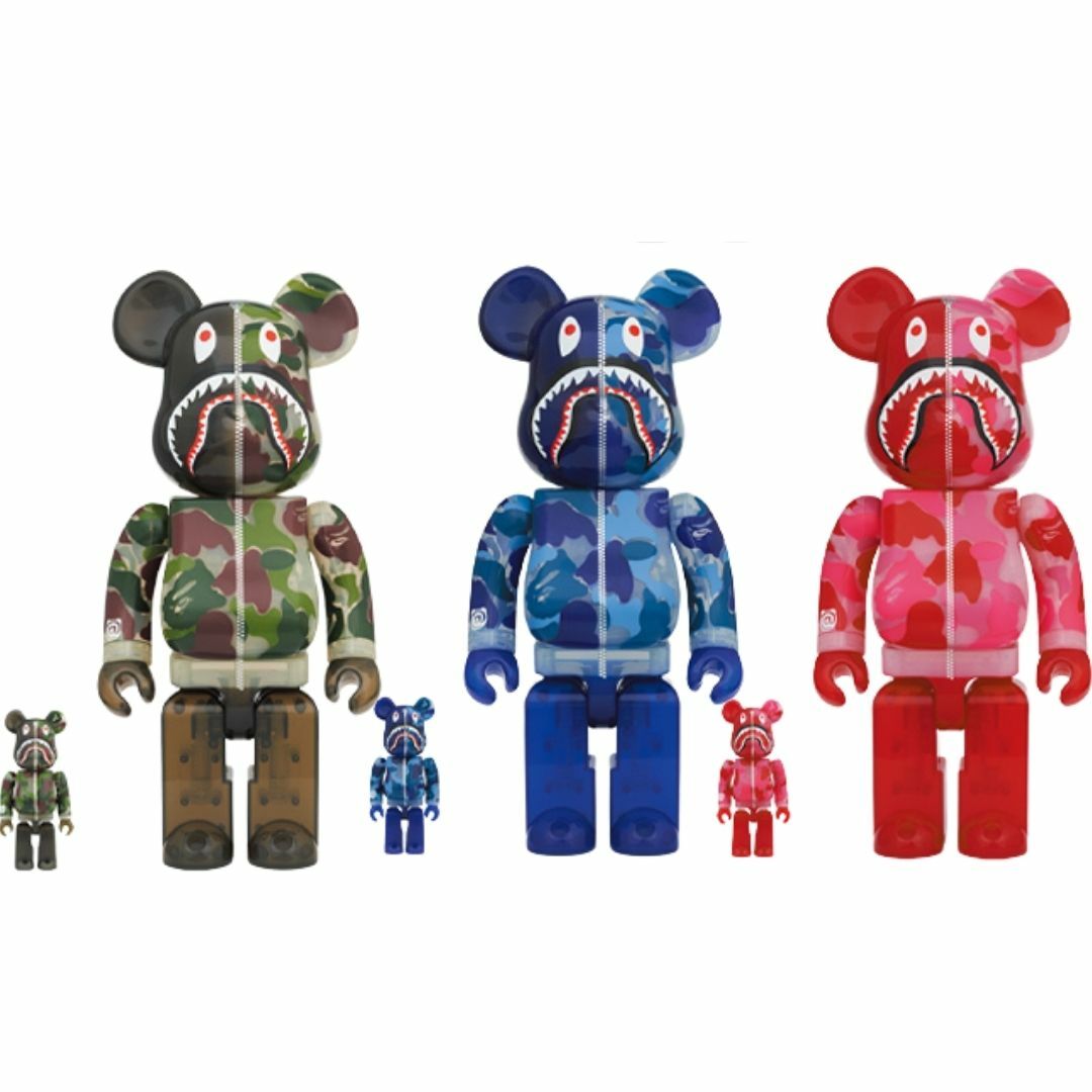 BE@RBRICK CLEAR ABC CAMO SHARK 100％ & 400％ (Ready