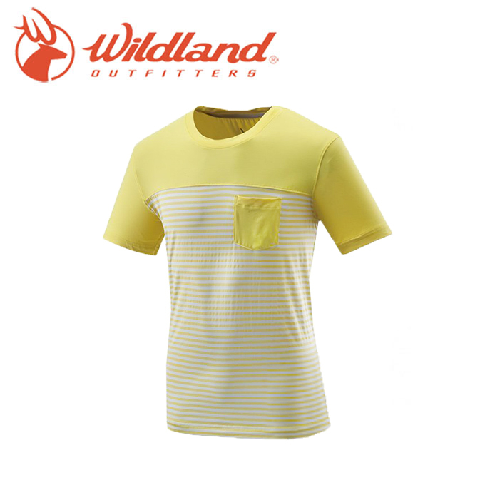 Wildland 荒野 0A21616 彈性條紋抗UV上衣 男款 (芥黃) 抗UV/吸濕快排/休閒登山 10W21616