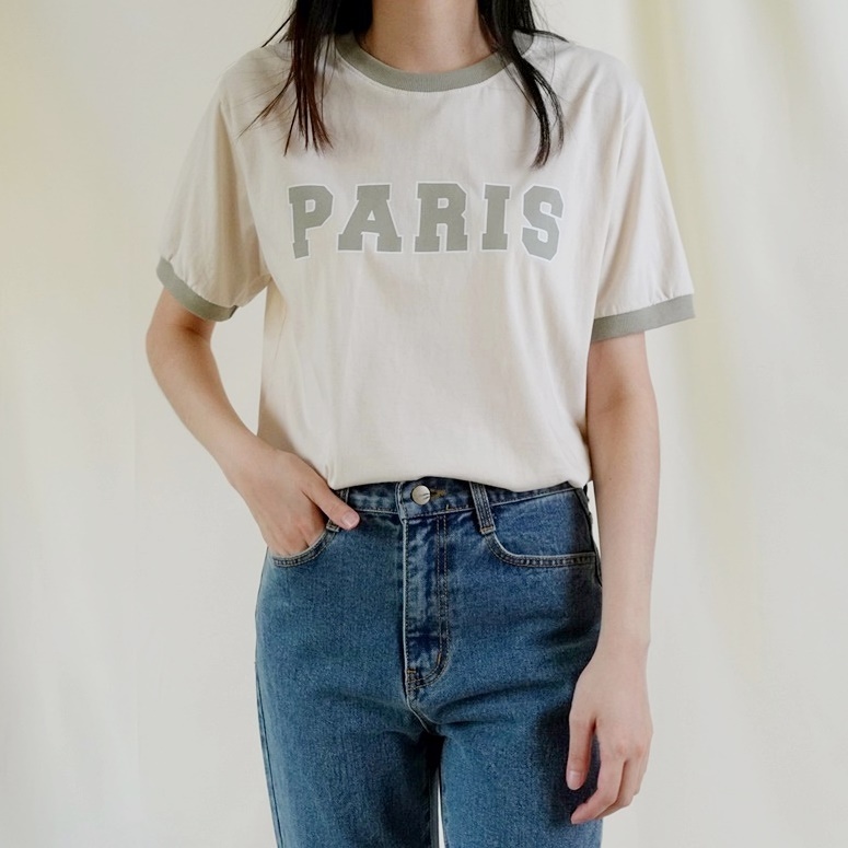 5W03 推薦!PARIS法式風格TEE 綠色