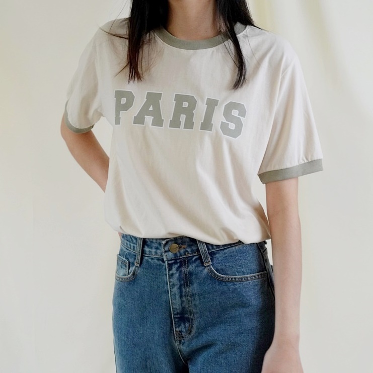 5W03 推薦!PARIS法式風格TEE 綠色