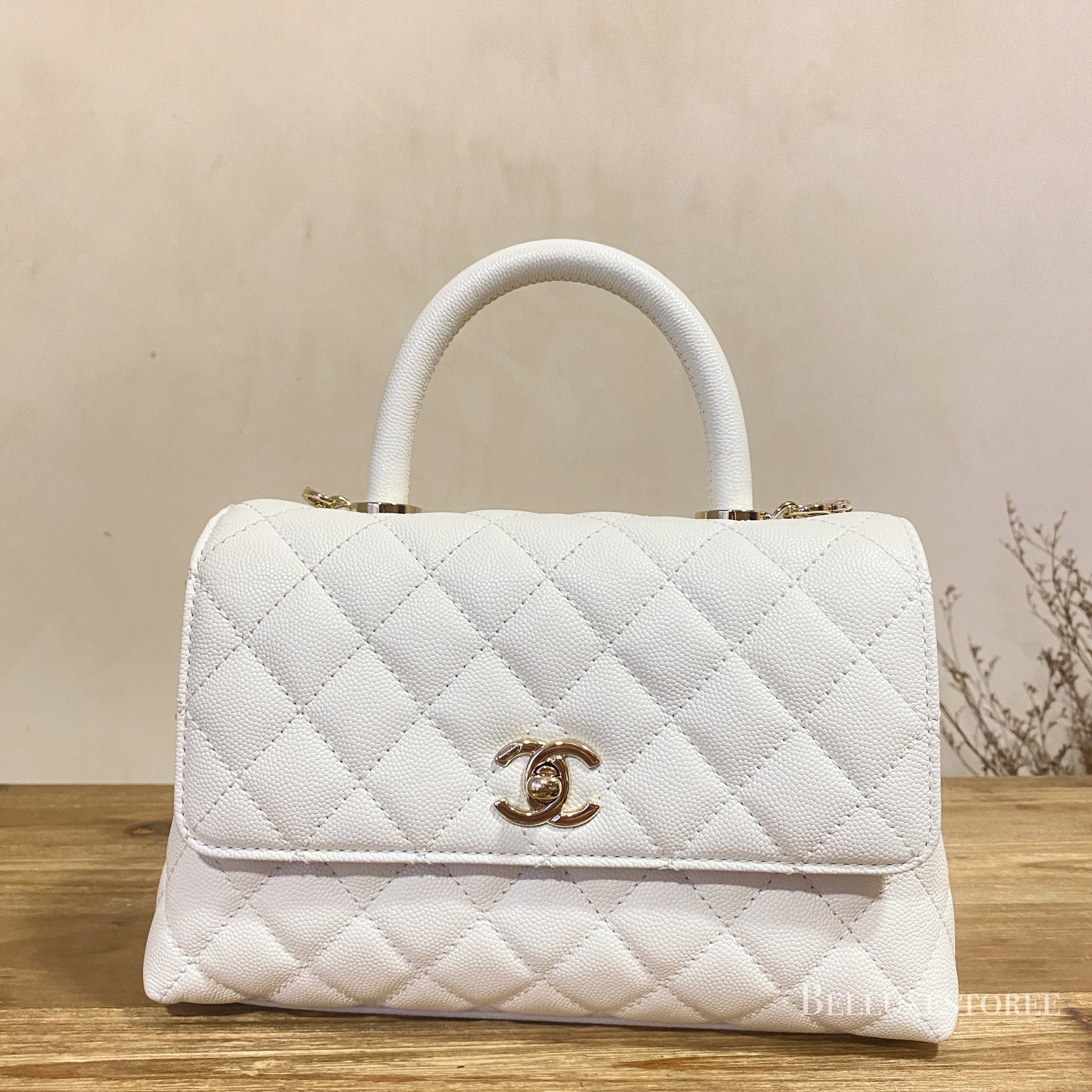 Chanel coco handle small caviar white/ gold