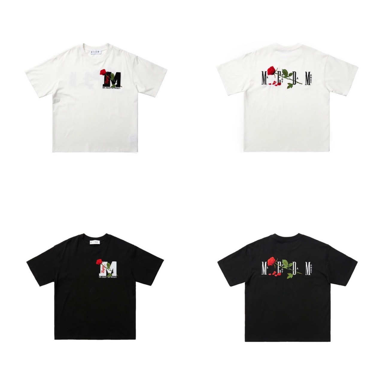 M.E.D.M 玫瑰LOGO刺繡短袖 MR.ENJOY DA MONEY