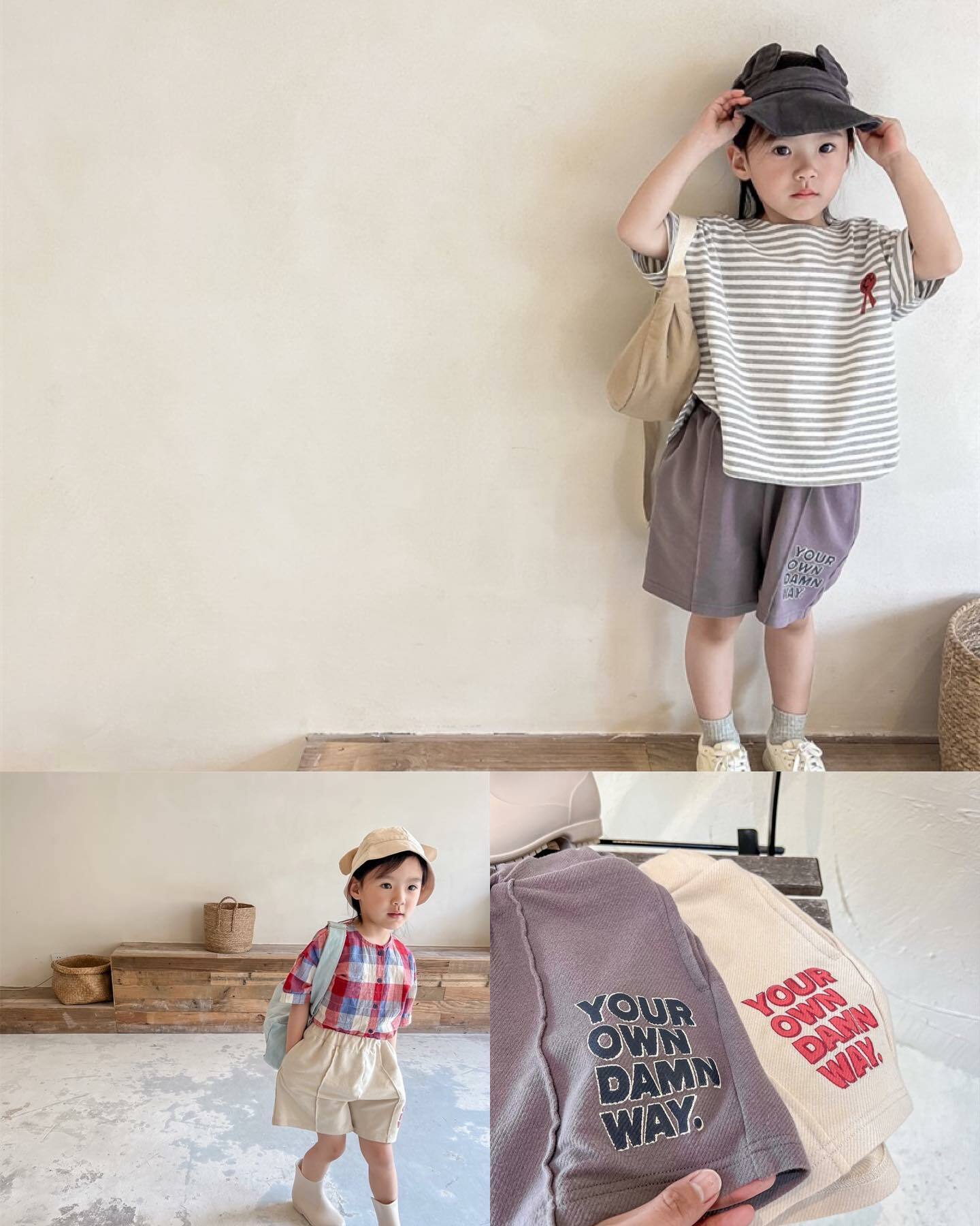 簡約英字水洗棉短褲