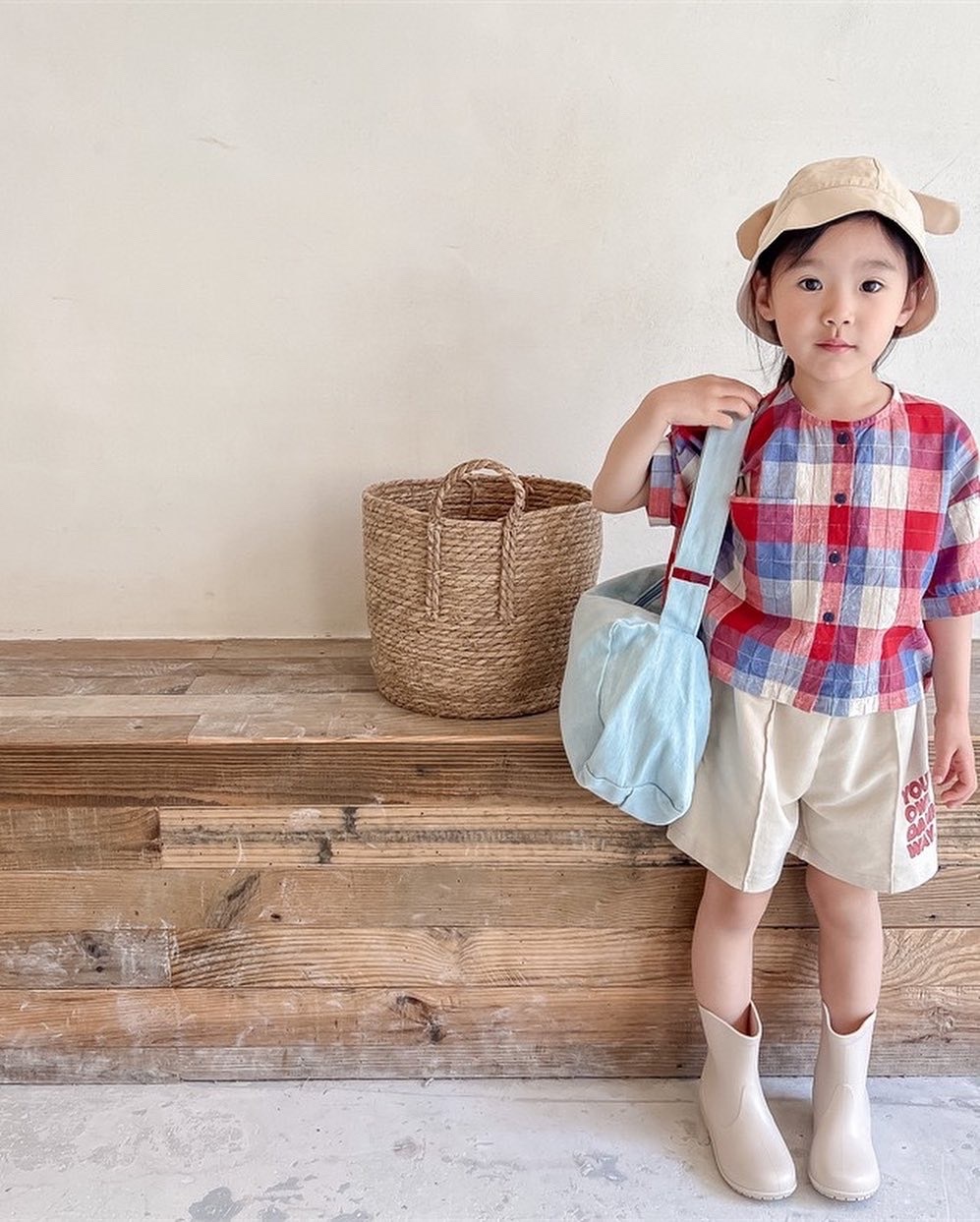 簡約英字水洗棉短褲