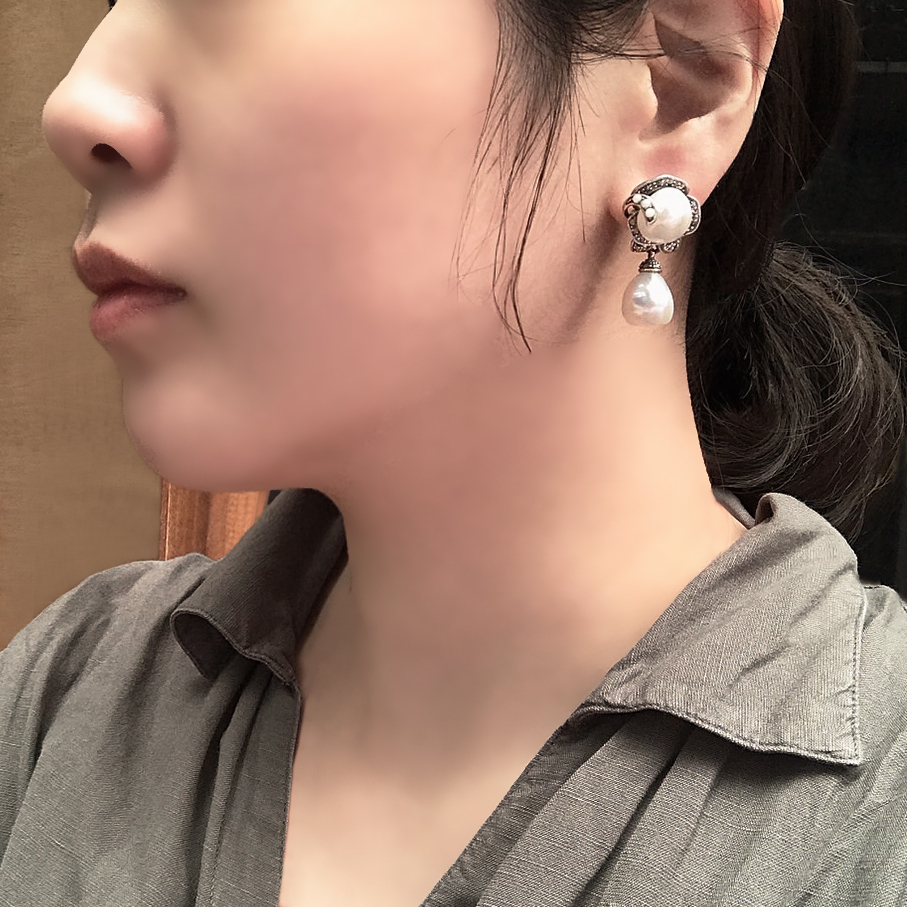 巴洛克垂墜珍珠耳環