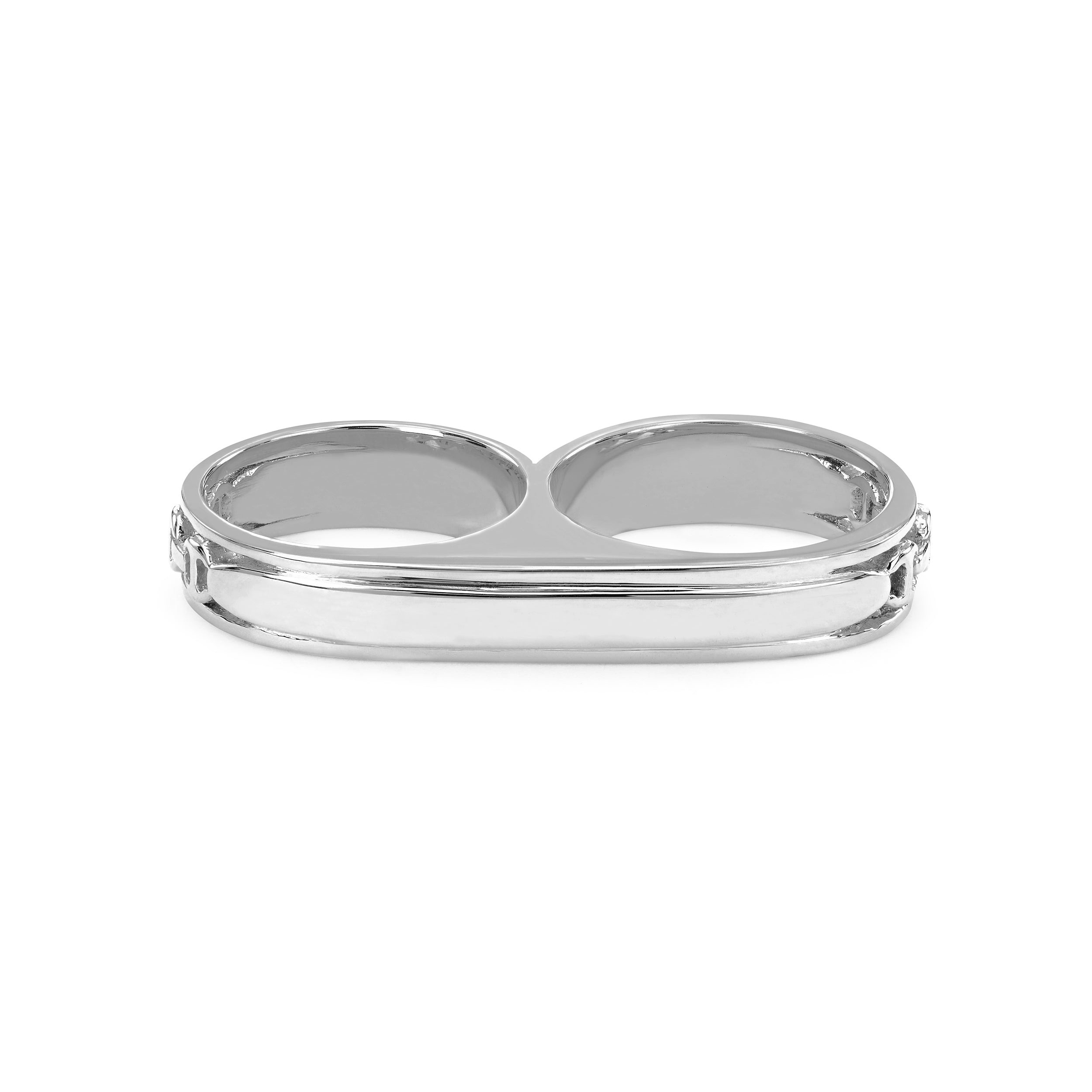 HB051 Double Barrel Knuckle Ring - Sterling Sliver