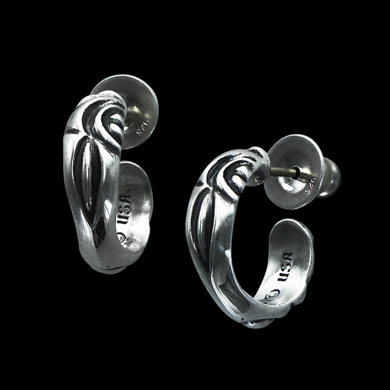 純銀魚鷹圈形耳環