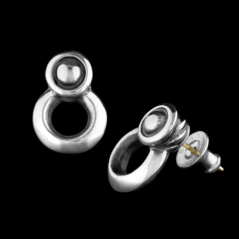 MF Carved Stud with Ring Earring