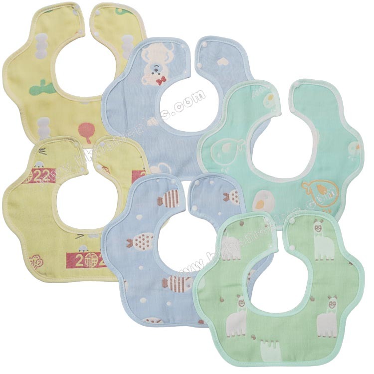 2條裝 嬰兒六層紗布花形口水肩 WZ3916