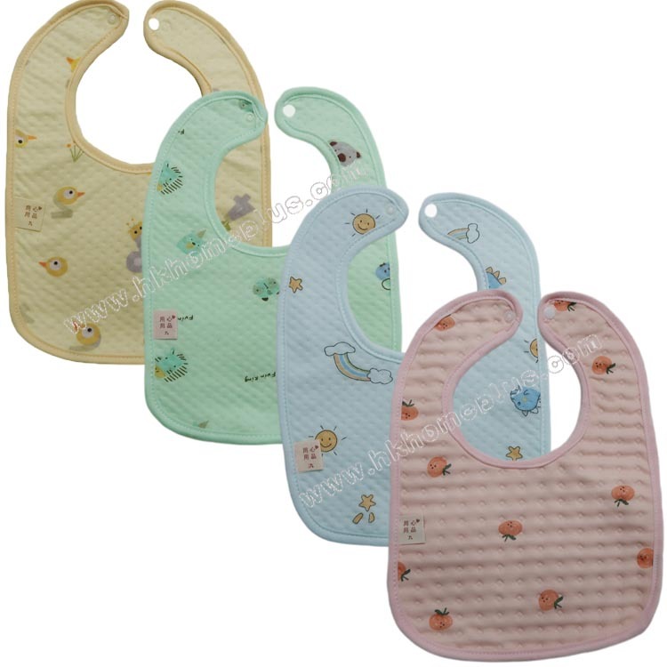 2條裝 嬰兒棉面膠底防水口水肩 WZ355